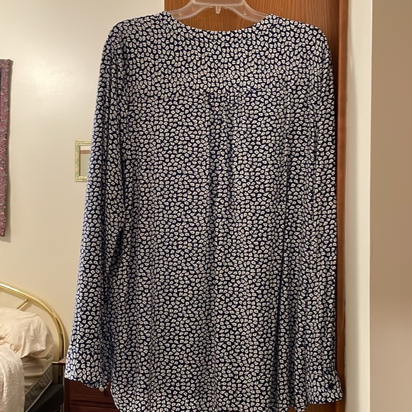 Womens Navy and White Print Tunic Blouse, Size XXL - Picture 3 of 5